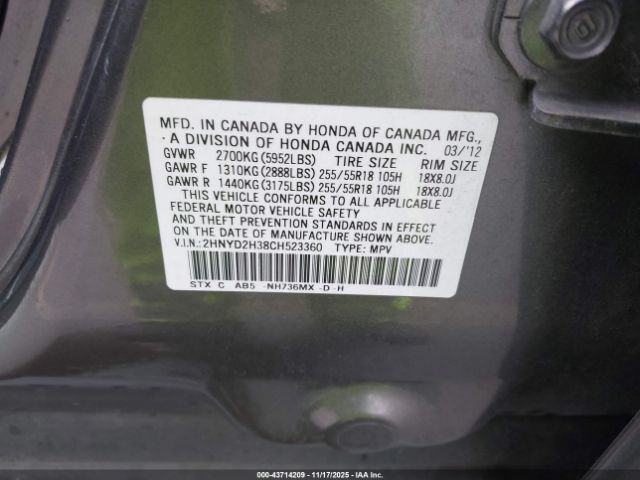 2012 ACURA MDX 2HNYD2H38CH523360 Photo 8