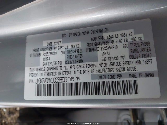 Mazda Cx-5 Grand Touring 2018 JM3KFADMXJ0338606 Image 9