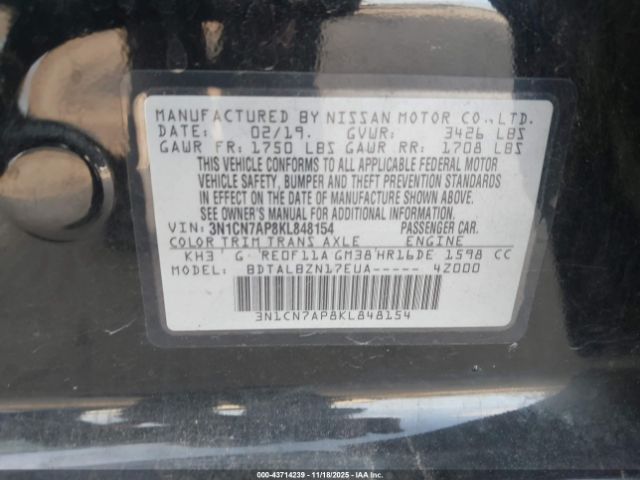 2019 NISSAN VERSA 3N1CN7AP8KL848154 Photo 8