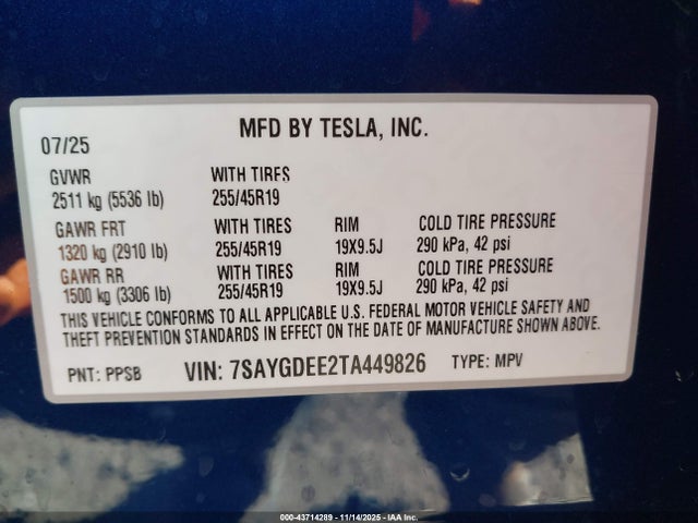 2026 TESLA MODEL Y 7SAYGDEE2TA449826 Photo 8