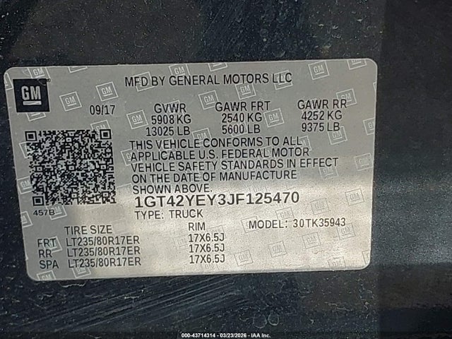 Продаж на аукціоні авто 2018 Gmc Sierra 3500hd Denali, vin: 1GT42YEY3JF125470, номер лоту: 43714314