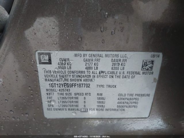 2015 GMC SIERRA 2500HD 1GT12YEG9FF187702 Photo 8