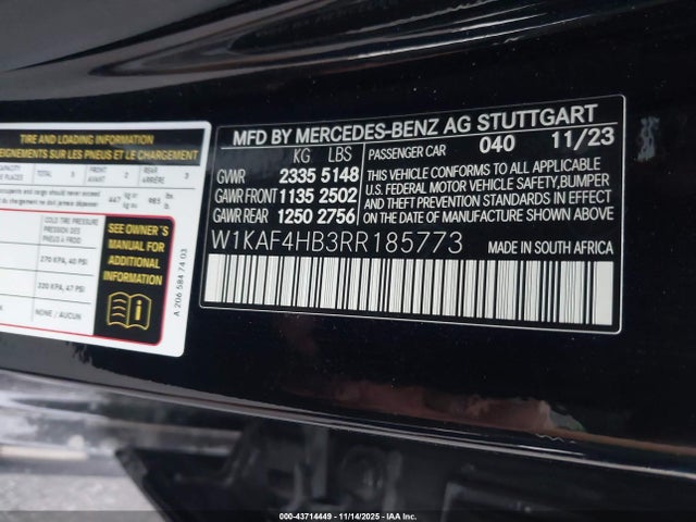 W1KAF4HB3RR185773 Mercedes-Benz C 300