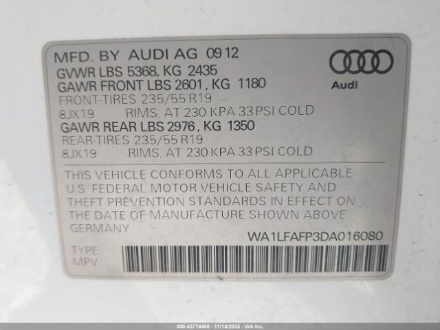 2013 AUDI Q5 WA1LFAFP3DA016080 Photo 8