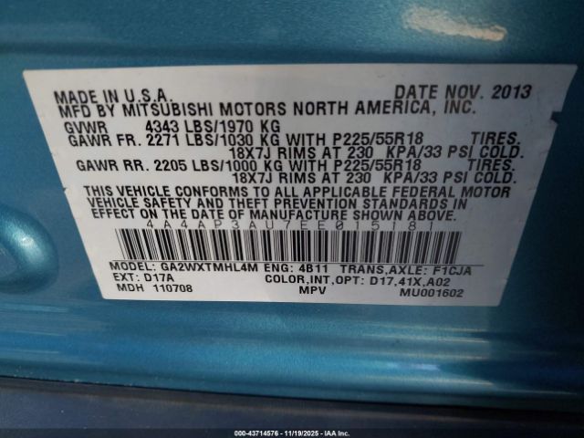 2014 MITSUBISHI OUTLANDER SPORT 4A4AP3AU7EE015181 Photo 8