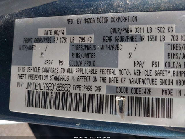 JM1DE1LY8E0185853 Mazda Mazda2 Touring