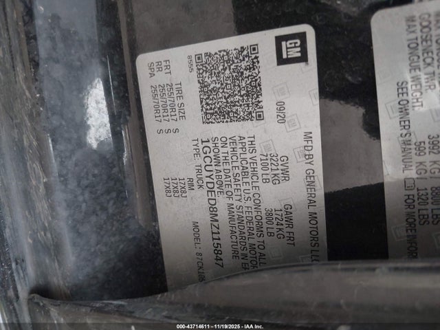 2021 CHEVROLET SILVERADO 1500 1GCUYDED8MZ115847 Photo 8