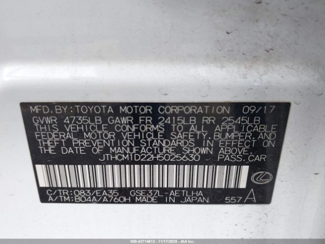 2017 LEXUS IS 300 JTHCM1D22H5025630 Photo 8