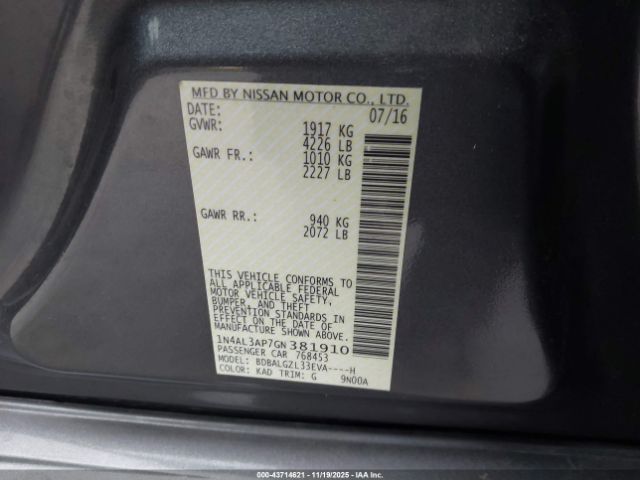 2016 NISSAN ALTIMA 1N4AL3AP7GN381910 Photo 8