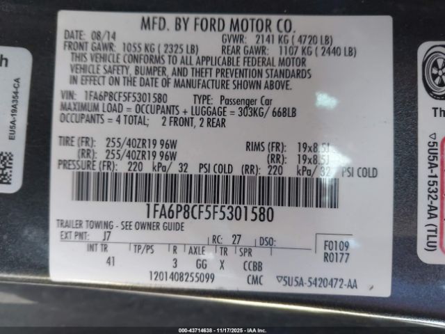 2015 FORD MUSTANG 1FA6P8CF5F5301580 Photo 8