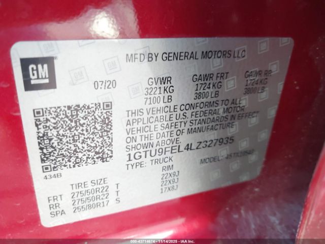 2020 GMC SIERRA 1500 1GTU9FEL4LZ327935 Photo 8