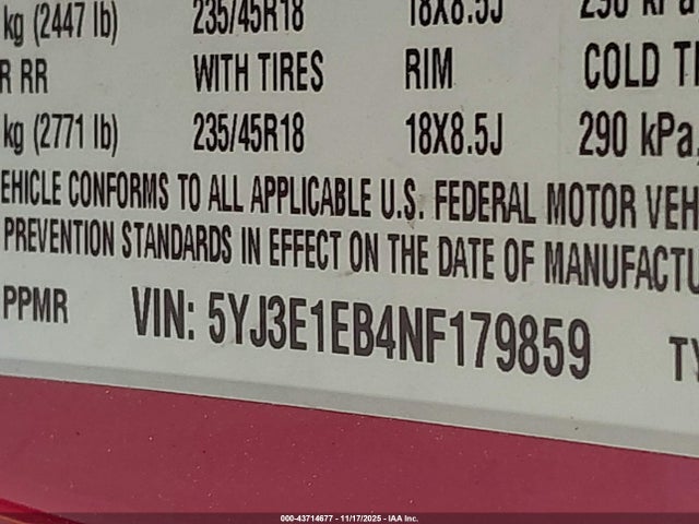 2022 TESLA MODEL 3 5YJ3E1EB4NF179859 Photo 8