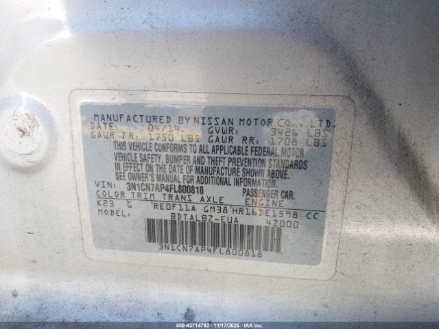 2015 NISSAN VERSA 3N1CN7AP4FL800818 Photo 8