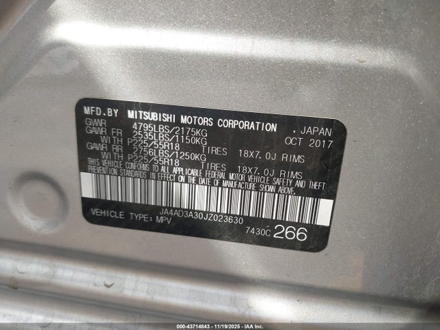 2018 MITSUBISHI OUTLANDER JA4AD3A30JZ023630 Photo 8