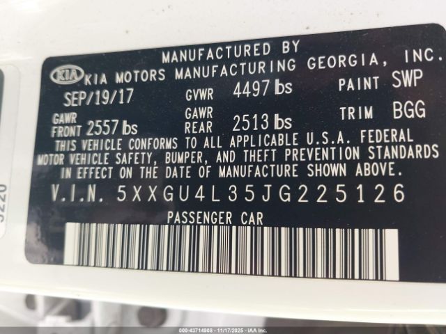 2018 KIA OPTIMA 5XXGU4L35JG225126 Photo 8