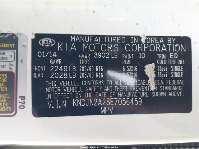 KIA dohc gdi gamma 2014 KNDJN2A28E7056459 Image 9