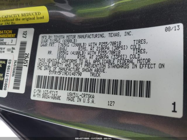 2014 TOYOTA TUNDRA 5TFRY5F19EX148790 Photo 8