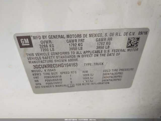 2017 CHEVROLET SILVERADO 1500 3GCUKREC5HG194163 Photo 8