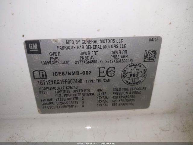 2015 GMC SIERRA 2500HD 1GT12YEG1FF607498 Photo 8