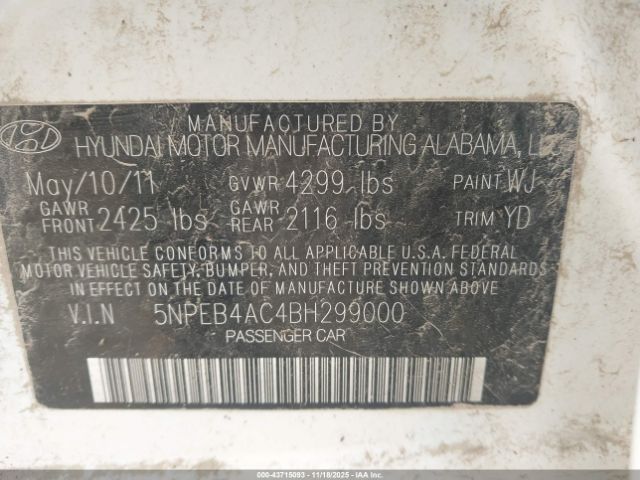 2011 HYUNDAI SONATA 5NPEB4AC4BH299000 Photo 8