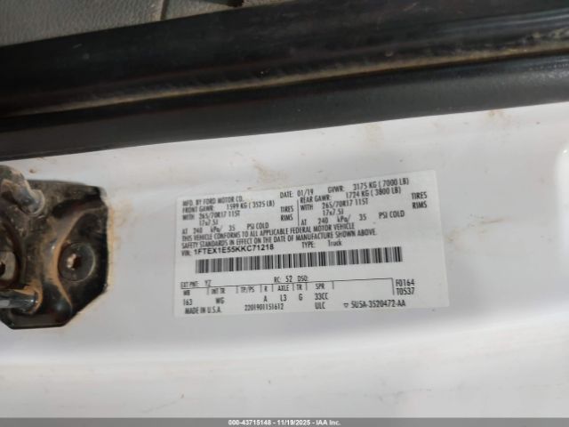 2019 FORD F-150 1FTEX1E55KKC71218 Photo 8