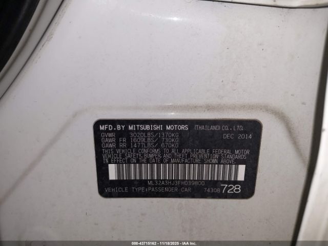 2015 MITSUBISHI MIRAGE ML32A3HJ3FH039800 Photo 8