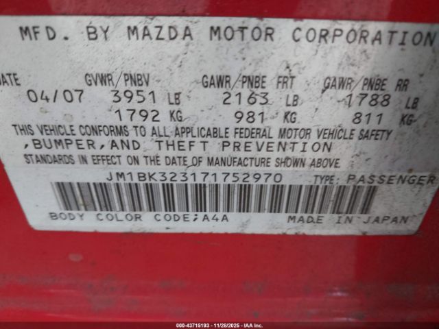 2007 MAZDA MAZDA3 JM1BK323171752970 Photo 8