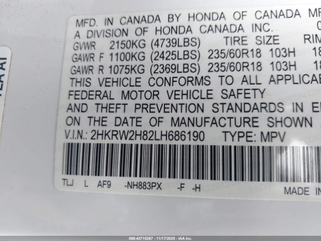 2020 HONDA CR-V 2HKRW2H82LH686190 Photo 8