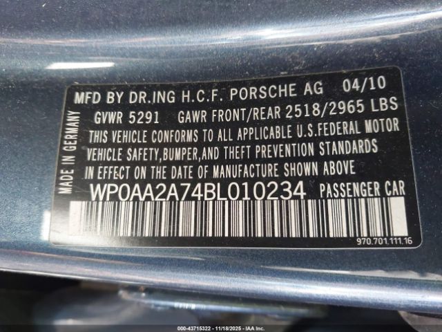 2011 PORSCHE PANAMERA WP0AA2A74BL010234 Photo 8