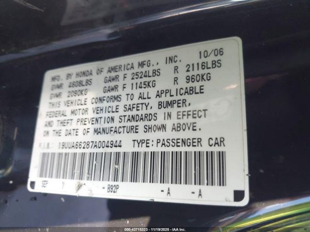 2007 ACURA TL 19UUA66287A004944 Photo 8