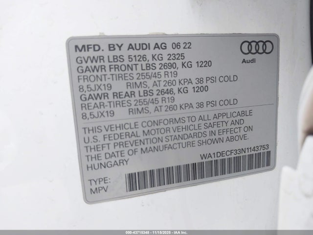 2022 AUDI Q3 WA1DECF33N1143753 Photo 8