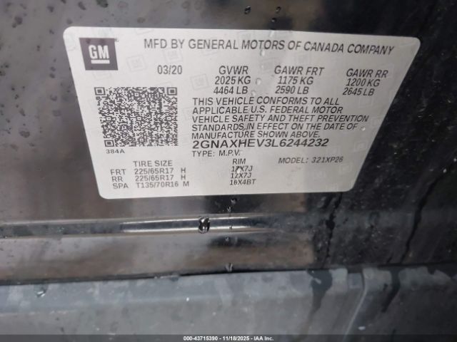 2020 CHEVROLET EQUINOX 2GNAXHEV3L6244232 Photo 8