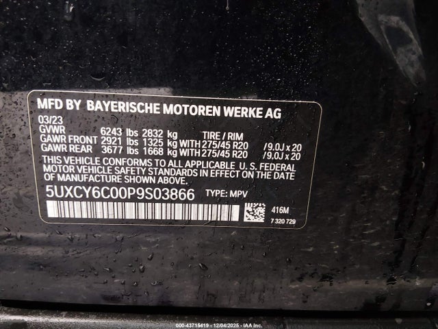 2023 BMW X6 5UXCY6C00P9S03866 Photo 8
