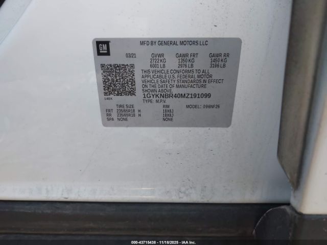 2021 CADILLAC XT5 1GYKNBR40MZ191099 Photo 8