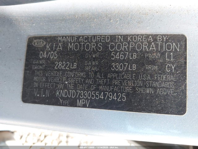 2005 KIA SORENTO KNDJD733055479425 Photo 8