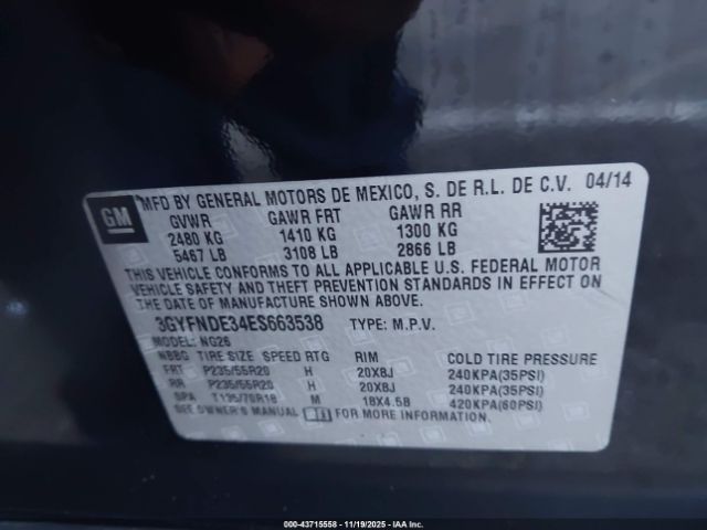 2014 CADILLAC SRX 3GYFNDE34ES663538 Photo 8