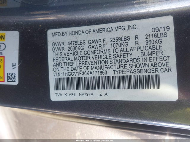 Honda Accord Sport 2019 1HGCV1F36KA171663 Image 9