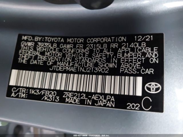 2022 TOYOTA COROLLA JTDEPMAE1NJ213902 Photo 8