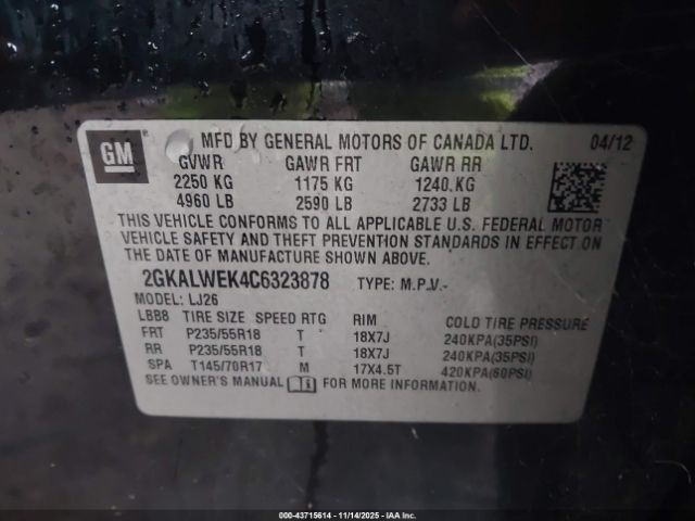 2012 GMC TERRAIN 2GKALWEK4C6323878 Photo 8