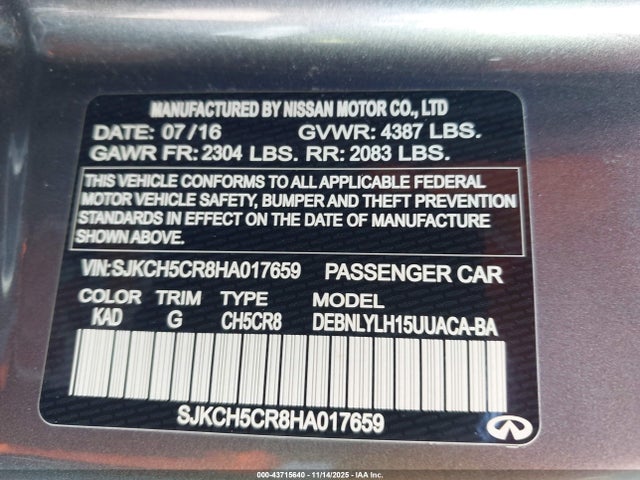 2017 INFINITI QX30 SJKCH5CR8HA017659 Photo 8