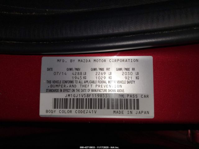 2015 MAZDA MAZDA6 JM1GJ1V58F1198531 Photo 8