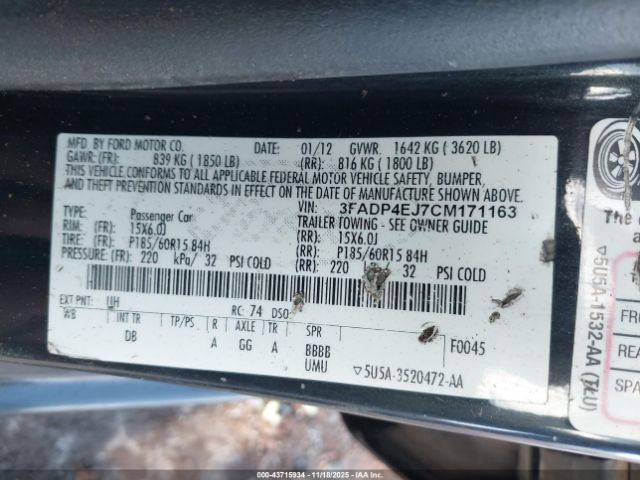 2012 FORD FIESTA 3FADP4EJ7CM171163 Photo 8