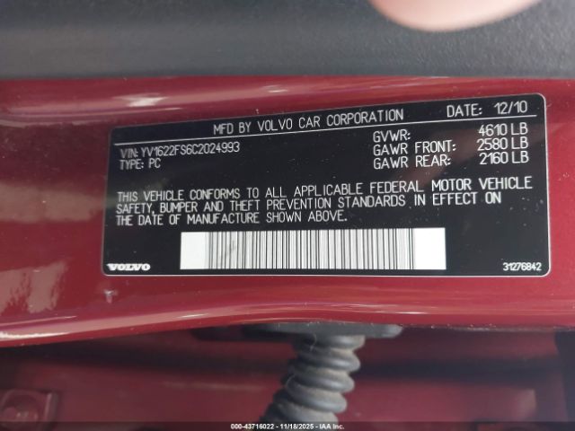 2012 VOLVO S60 YV1622FS6C2024993 Photo 8