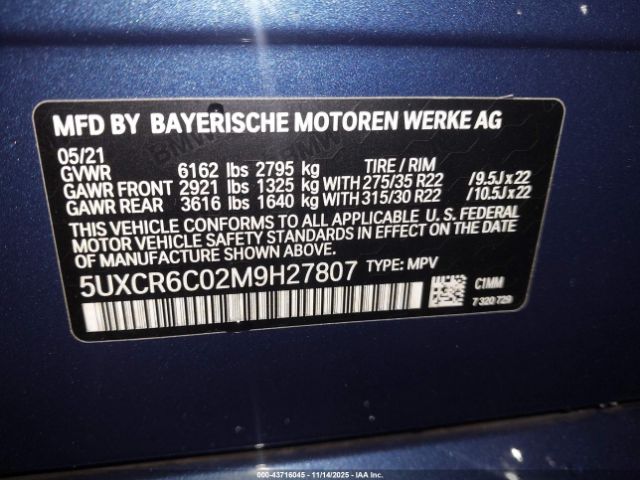 2021 BMW X5 5UXCR6C02M9H27807 Photo 8