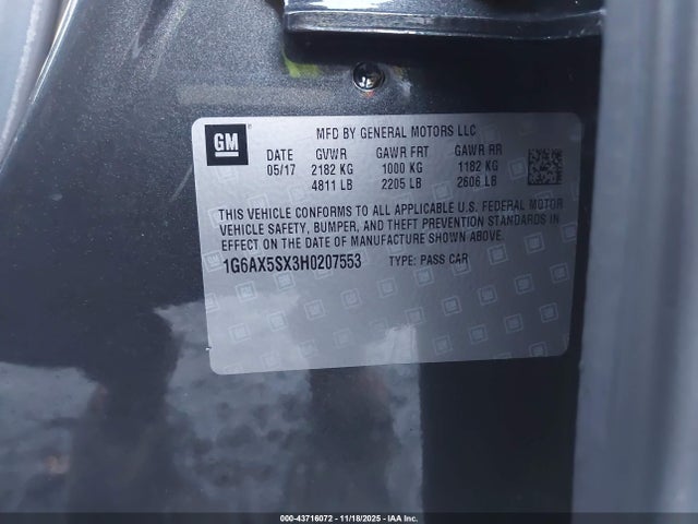 2017 CADILLAC CTS 1G6AX5SX3H0207553 Photo 8