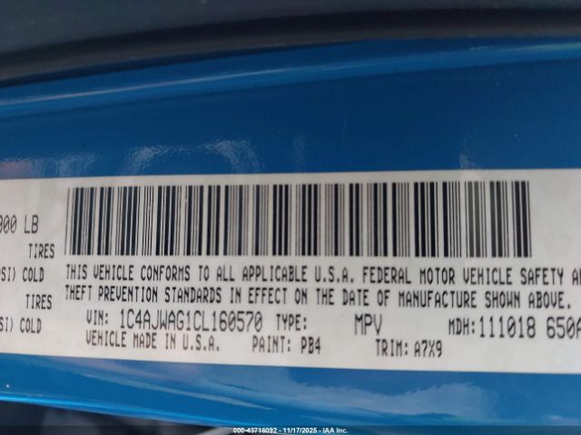 2012 JEEP WRANGLER 1C4AJWAG1CL160570 Photo 8