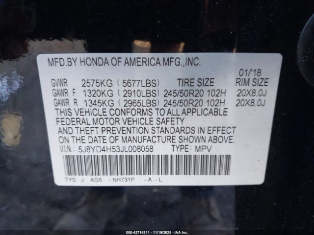 2018 ACURA MDX 5J8YD4H53JL008058 Photo 8