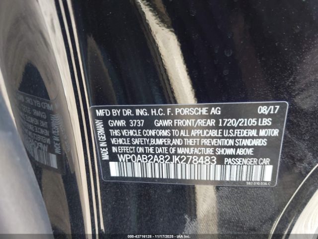 2018 PORSCHE 718 CAYMAN WP0AB2A82JK278483 Photo 8
