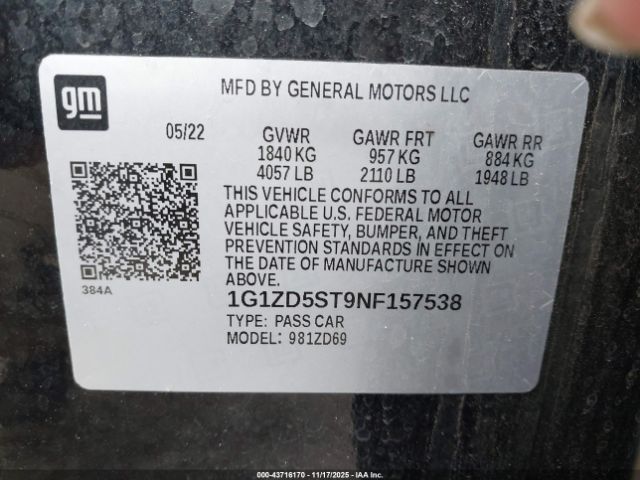 2022 CHEVROLET MALIBU 1G1ZD5ST9NF157538 Photo 8