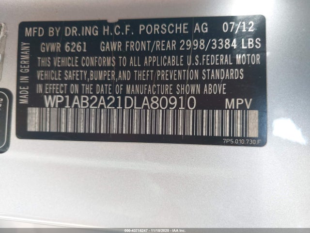 2013 PORSCHE CAYENNE WP1AB2A21DLA80910 Photo 8